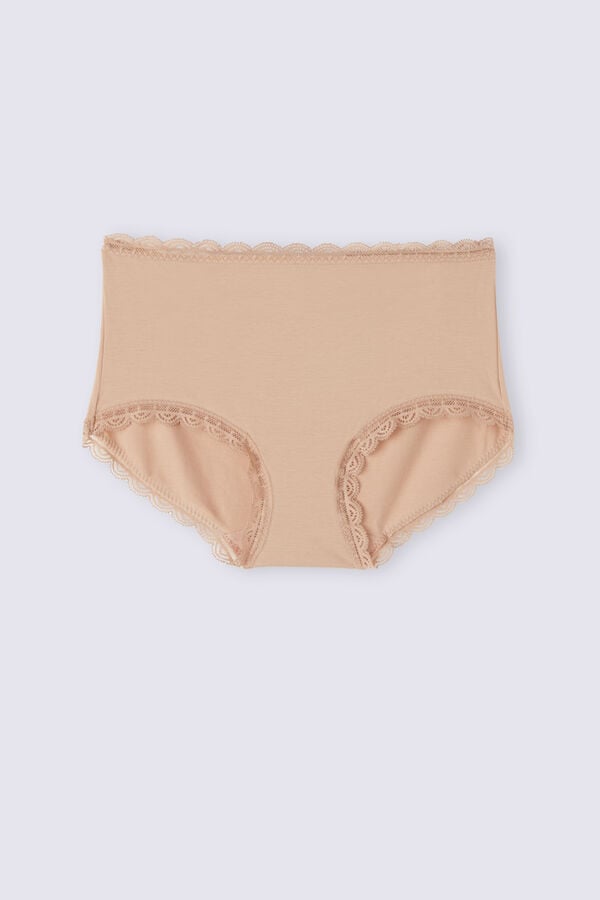 Women Intimissimi High Rise Cotton And Lace Hipsters Briefs Orange Beige | 8650147-VO