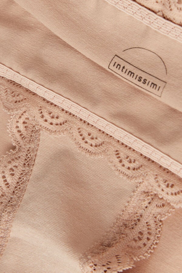 Women Intimissimi High Rise Cotton And Lace Hipsters Briefs Orange Beige | 8650147-VO