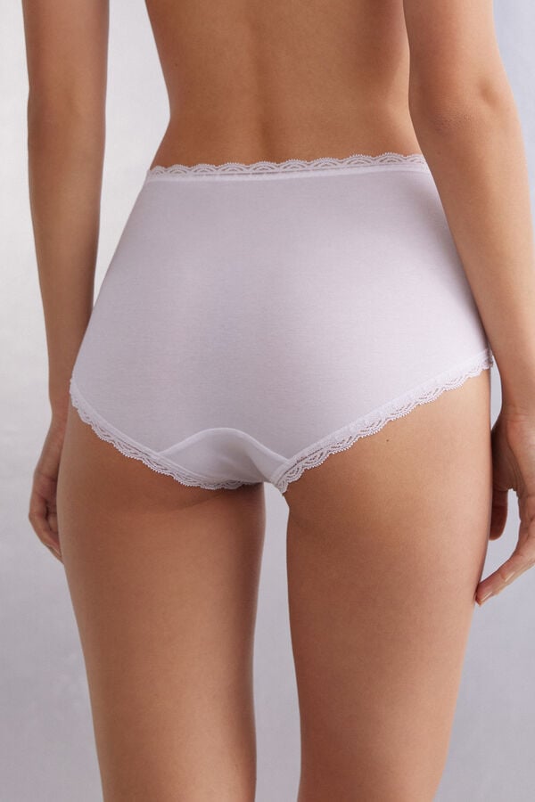 Women Intimissimi High Rise Cotton And Lace Hipsters Briefs White | 7685024-HX