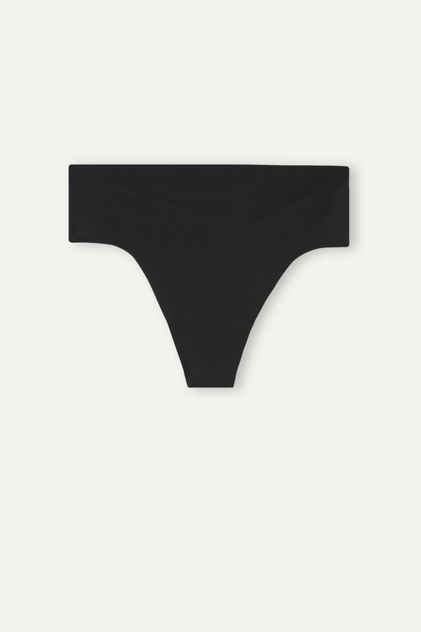 Women Intimissimi High Waist In Seamless Ultralight Microfiber Thong Black | 2915738-RQ