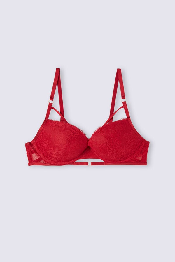 Women Intimissimi Intricate Surface Elettra Push-Up Bra Red | 5984032-RL