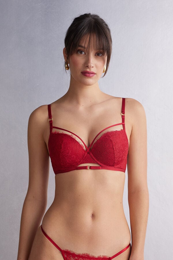 Women Intimissimi Intricate Surface Elettra Push-Up Bra Red | 5984032-RL