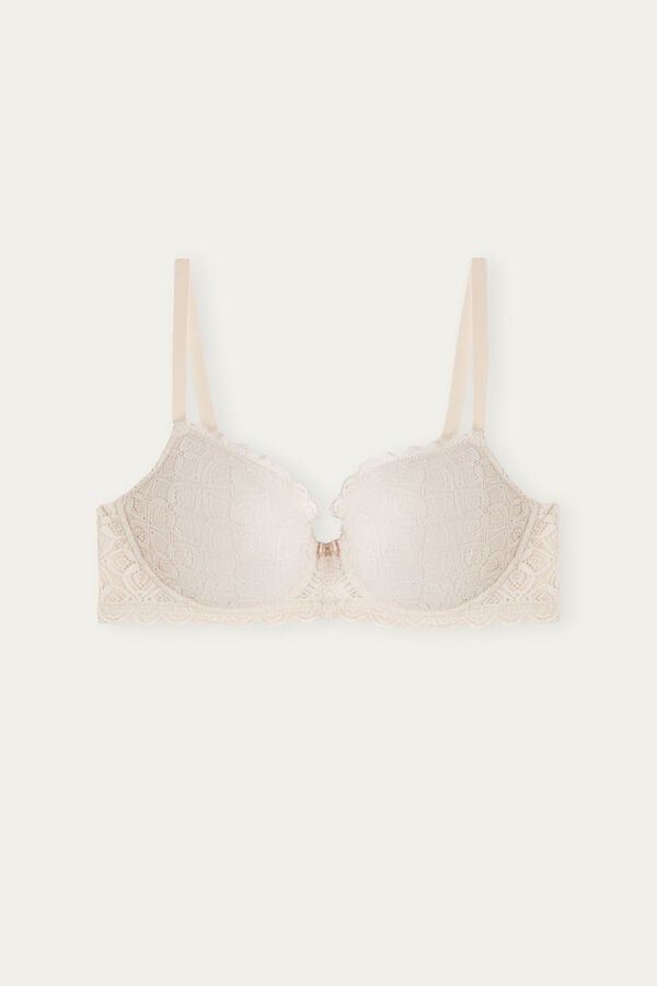 Women Intimissimi Irina Balconette Lace Bra Cream Pink | 5239140-WT