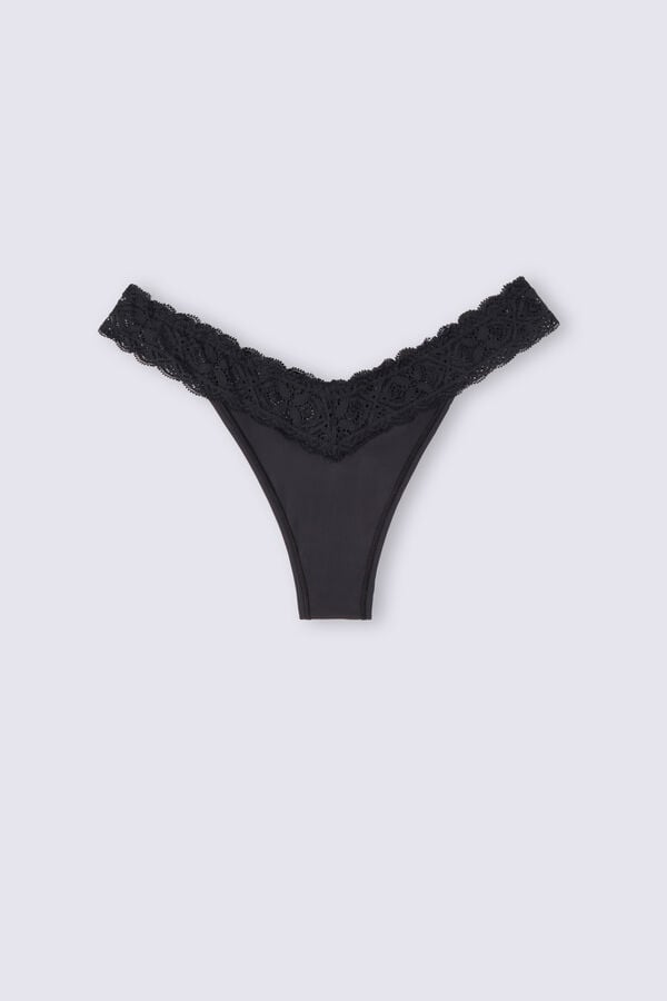 Women Intimissimi Lace And Microfiber ‘80s Stylezilian Briefs Black | 7281395-EX