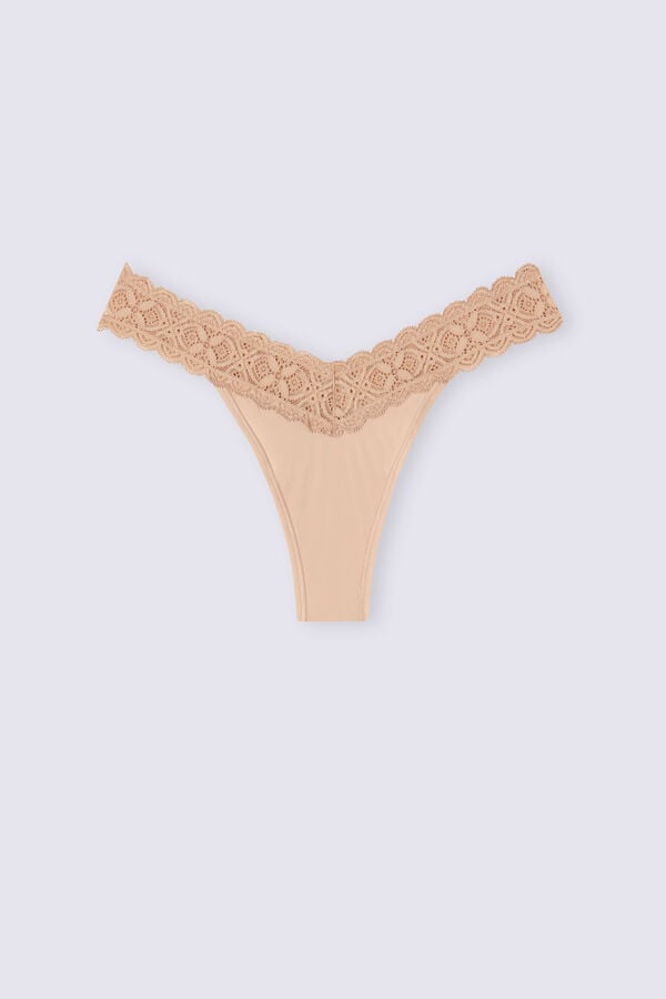 Women Intimissimi Lace And Microfiber ‘80s Stylezilian Briefs Orange Beige | 0186574-GM