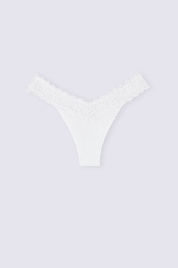 Women Intimissimi Lace And Microfiber ‘80s Stylezilian Briefs White | 7208691-LO