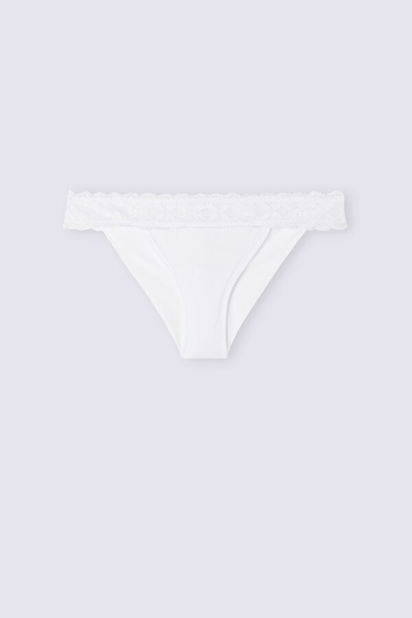 Women Intimissimi Lace And Microfiber Modifiedzilian Briefs White | 9607431-ZV