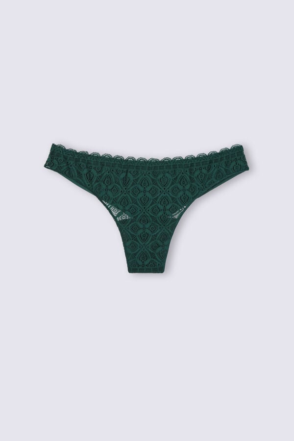 Women Intimissimi Lace And Microfiberzilian Briefs Green | 6893412-PL