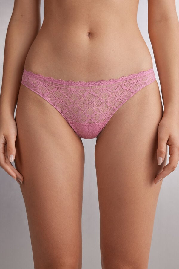 Women Intimissimi Lace And Microfiberzilian Briefs Pink | 1239804-SA