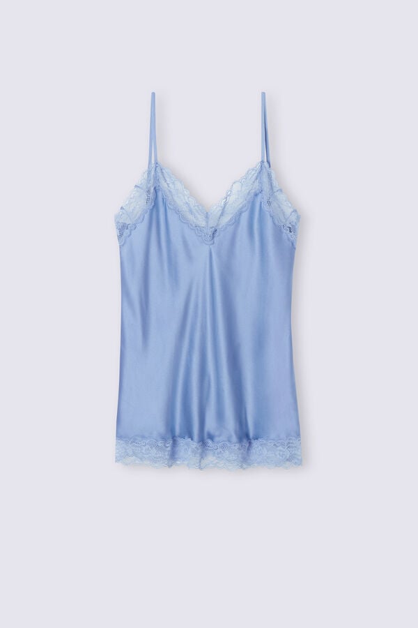 Women Intimissimi Lace And Silk Tank Top Blue | 6784523-OE