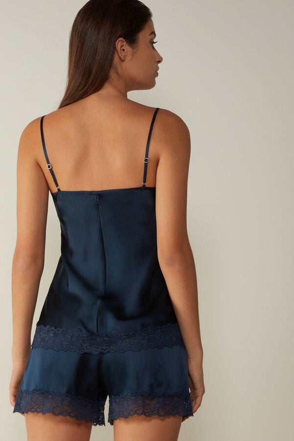 Women Intimissimi Lace And Silk Tank Top Blue | 3095421-PT