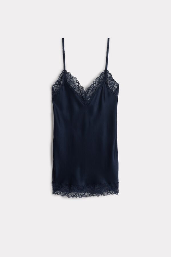 Women Intimissimi Lace And Silk Tank Top Blue | 3095421-PT