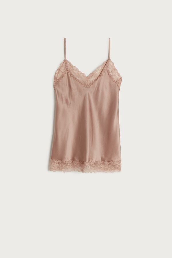 Women Intimissimi Lace And Silk Tank Top Pink | 6519870-TL