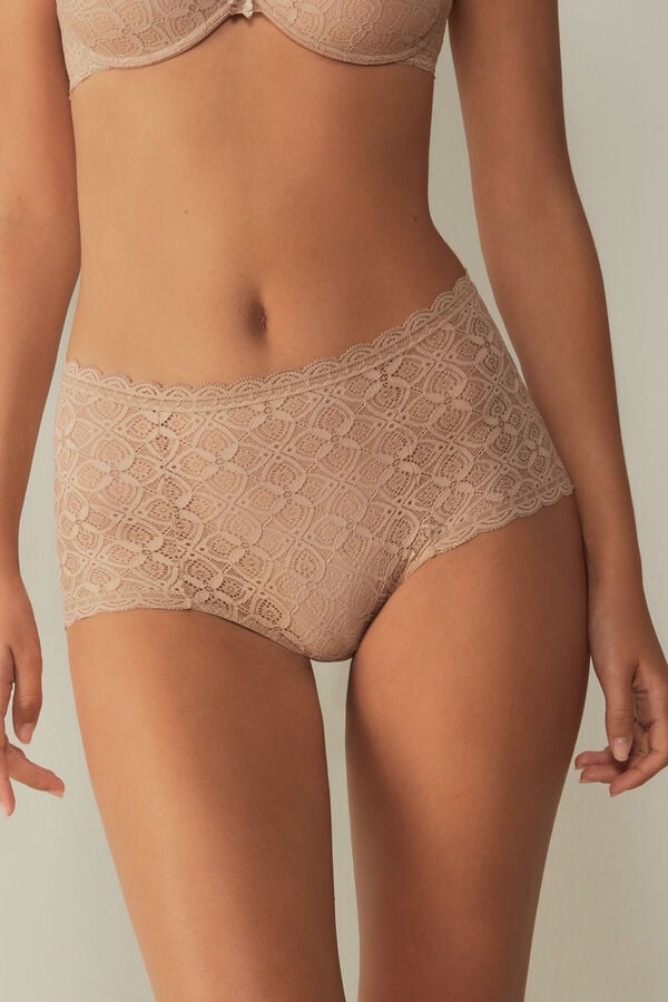 Women Intimissimi Lace High Waist Hipster Briefs Orange Beige | 4067938-LC