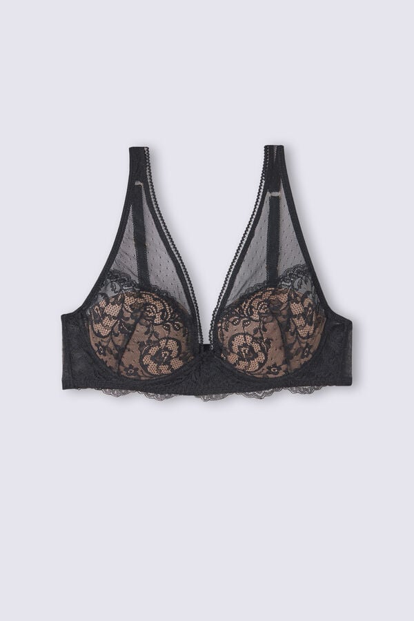 Women Intimissimi Lace Never Gets Old Elena Balconette Bra Black | 8079146-ZD