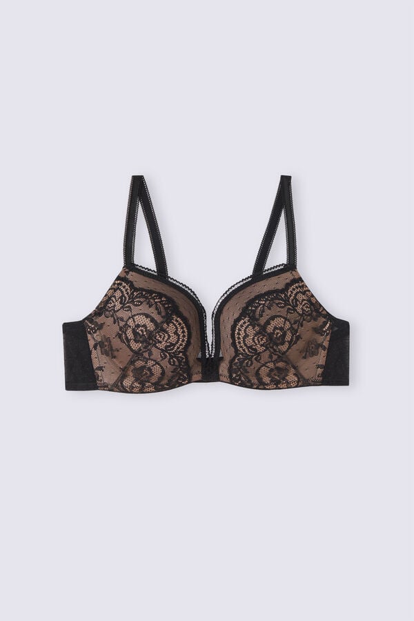 Women Intimissimi Lace Never Gets Old Monica Push-Up Bra Black | 6021478-BX