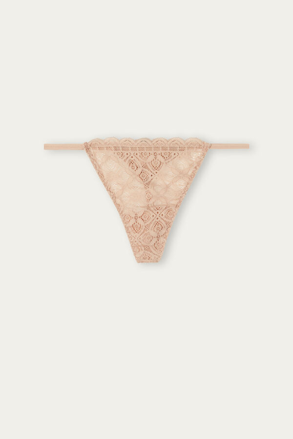 Women Intimissimi Lace String Thong Orange Beige | 1340265-DP