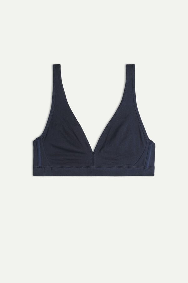 Women Intimissimi Lara Cotton Triangle Bra Blue | 3852496-WD