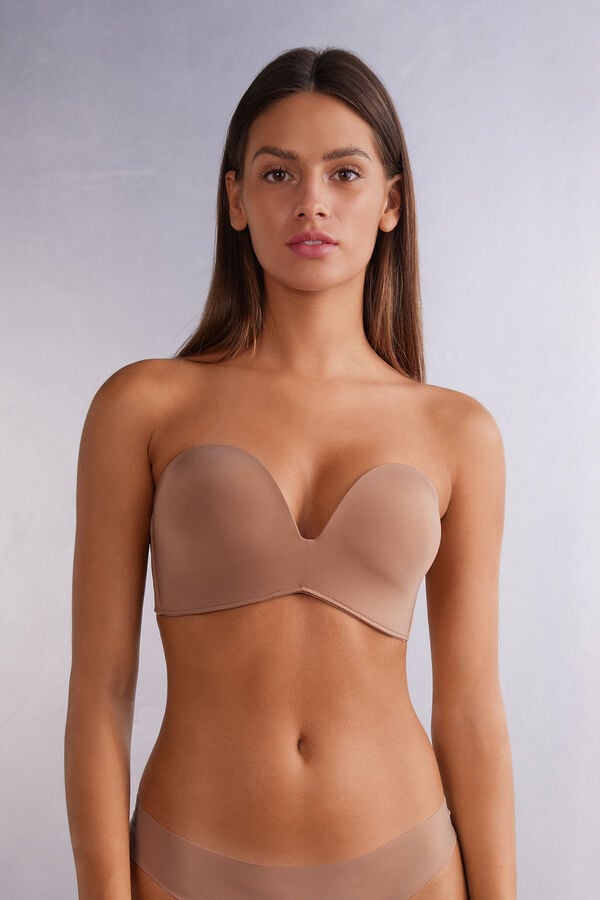 Women Intimissimi Laura Bandeau Ultralight Microfiber Bra Beige | 5132046-QO