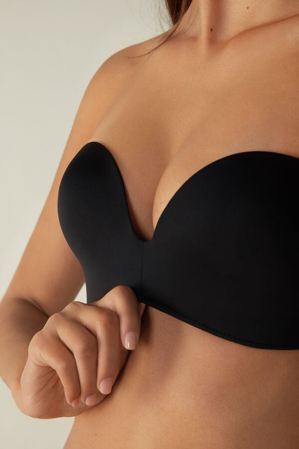 Women Intimissimi Laura Microfiber Bandeau Bra Black | 8391504-LP