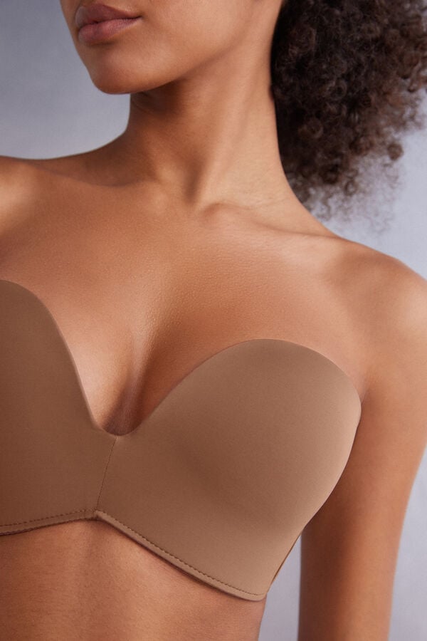 Women Intimissimi Laura Microfiber Bandeau Bra Dark Beige | 7198504-NT