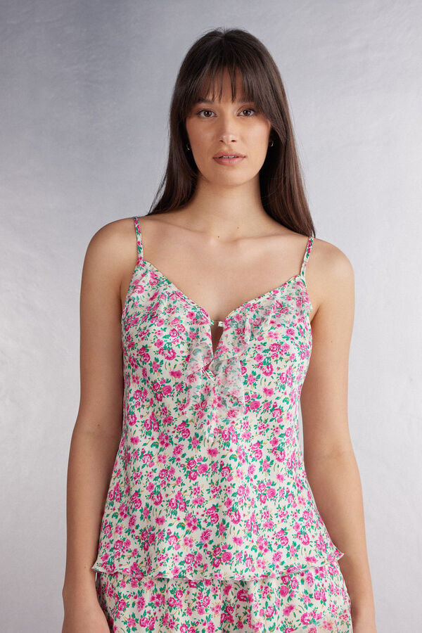 Women Intimissimi Life Is A Flower Satin Tank Top Multicolor | 3891657-ME