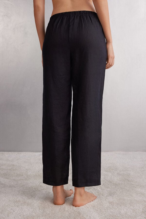 Women Intimissimi Linen Cloth Pants Black | 4217860-MU