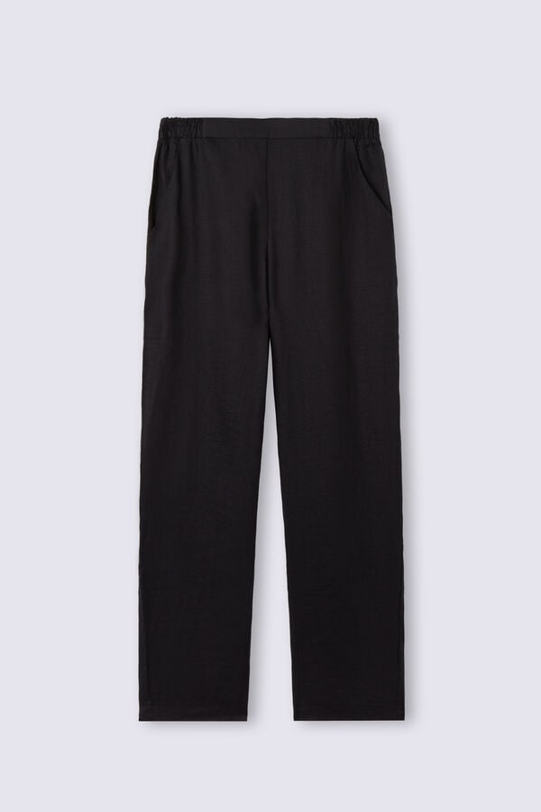 Women Intimissimi Linen Cloth Pants Black | 4217860-MU