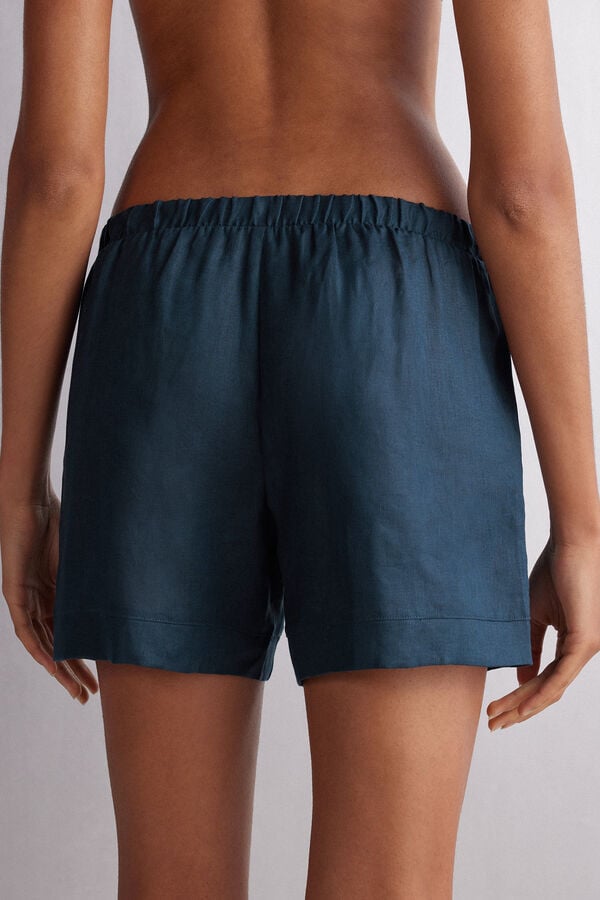 Women Intimissimi Linen Cloth Shorts Blue | 6012897-DM