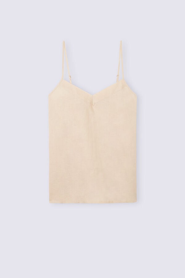 Women Intimissimi Linen Cloth Tank Top Beige | 2897015-TX