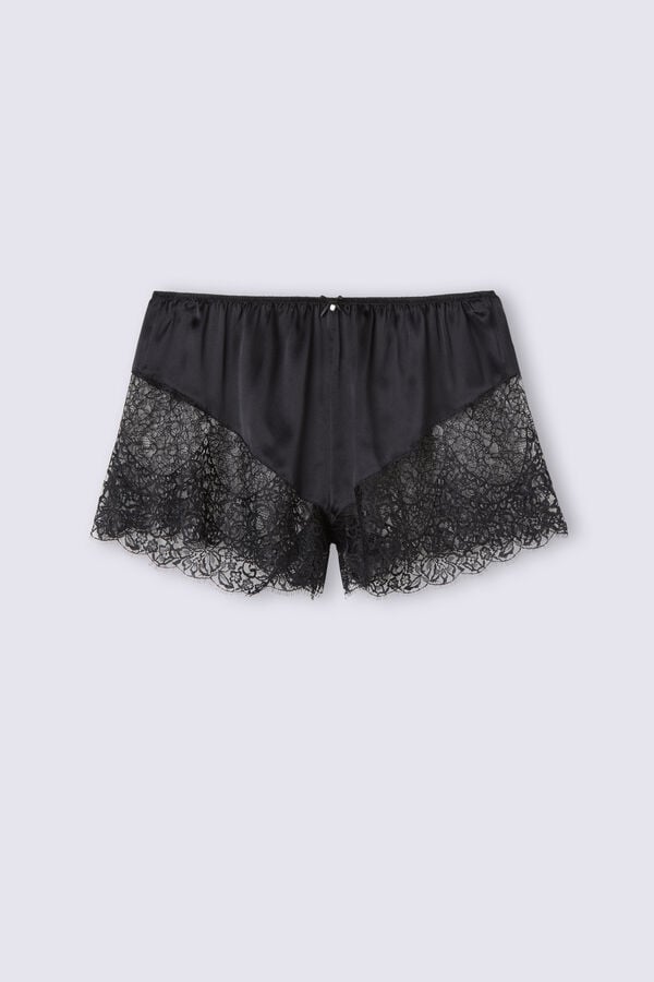 Women Intimissimi Living In Luxe Silk And Lace Shorts Black | 9508762-VF