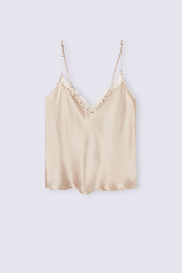 Women Intimissimi Living In Luxe Silk Camisole Tank Top Beige | 6095248-JU