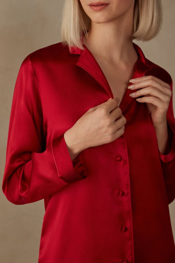 Women Intimissimi Mannish-Cut In Silk Satin Jacket Red | 4791523-DB