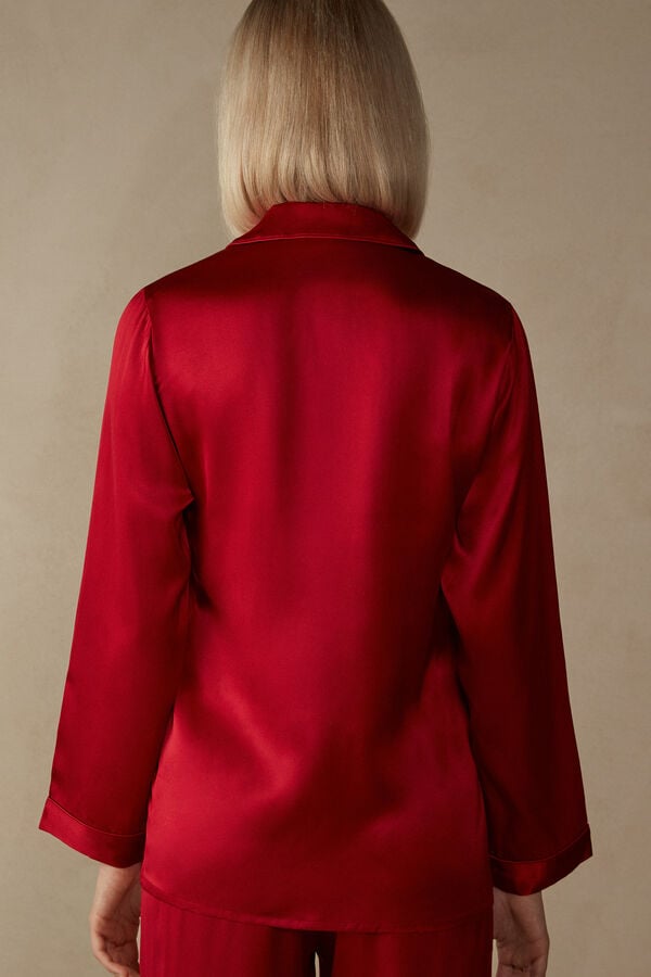 Women Intimissimi Mannish-Cut In Silk Satin Jacket Red | 4791523-DB