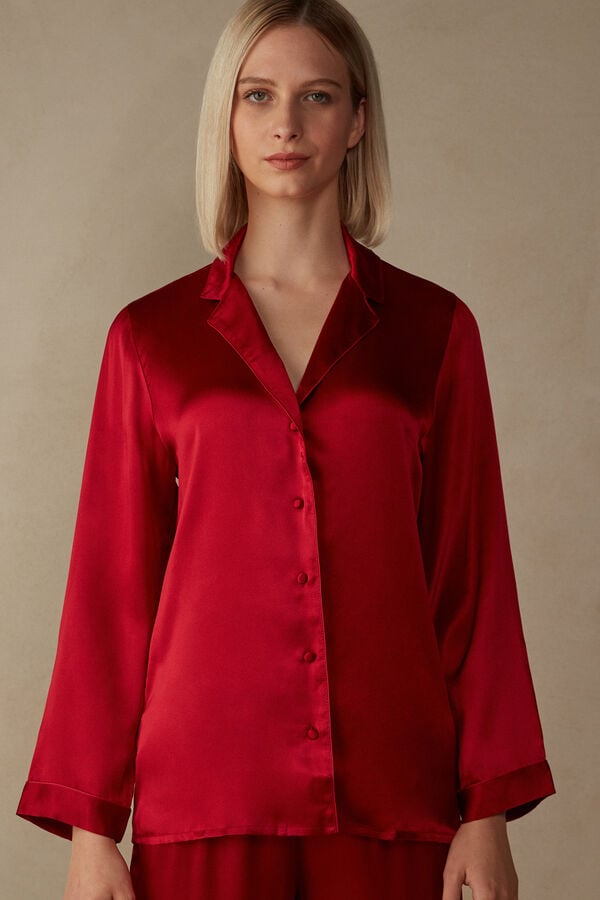 Women Intimissimi Mannish-Cut In Silk Satin Jacket Red | 4791523-DB