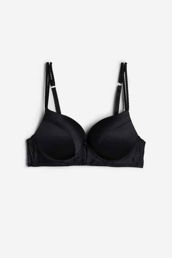 Women Intimissimi Mia Silk Super Push-Up Bra Black | 9034165-DN