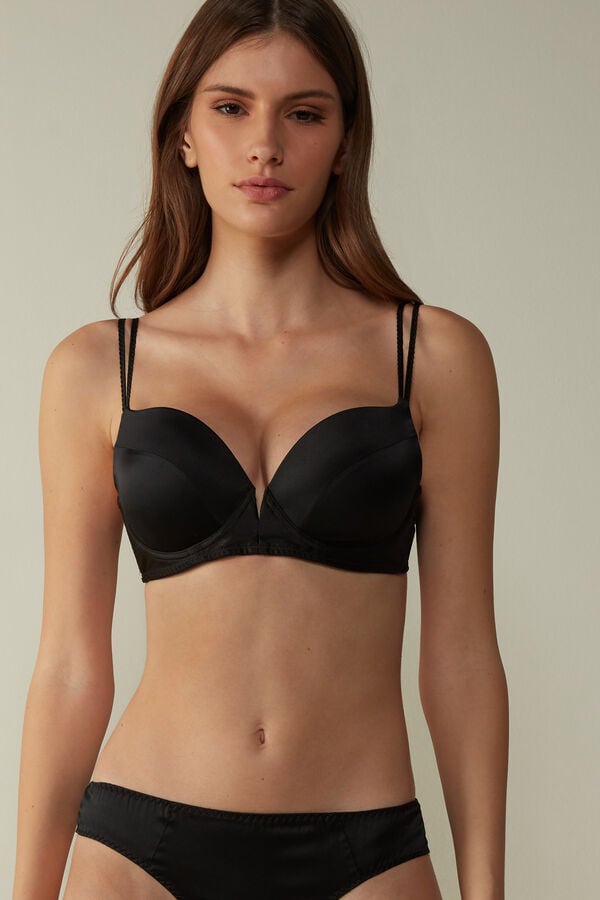 Women Intimissimi Mia Silk Super Push-Up Bra Black | 9034165-DN