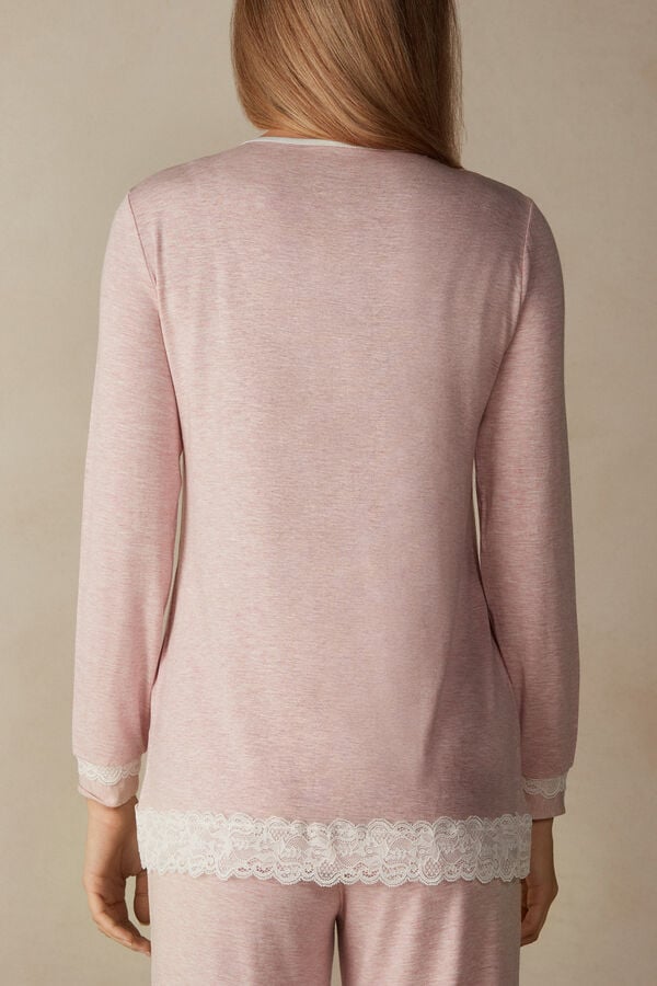 Women Intimissimi Modal And Lace Cardigan Light Pink | 8104732-RZ