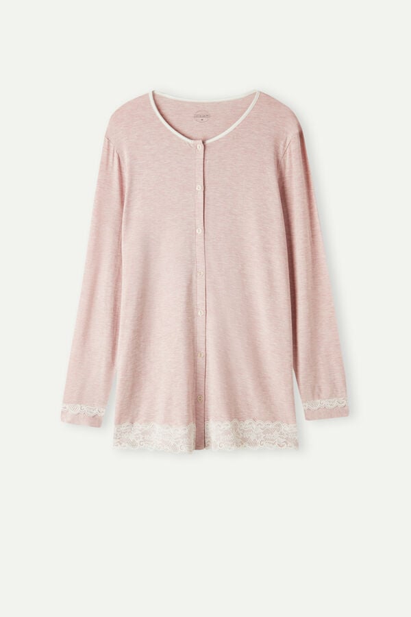 Women Intimissimi Modal And Lace Cardigan Light Pink | 8104732-RZ