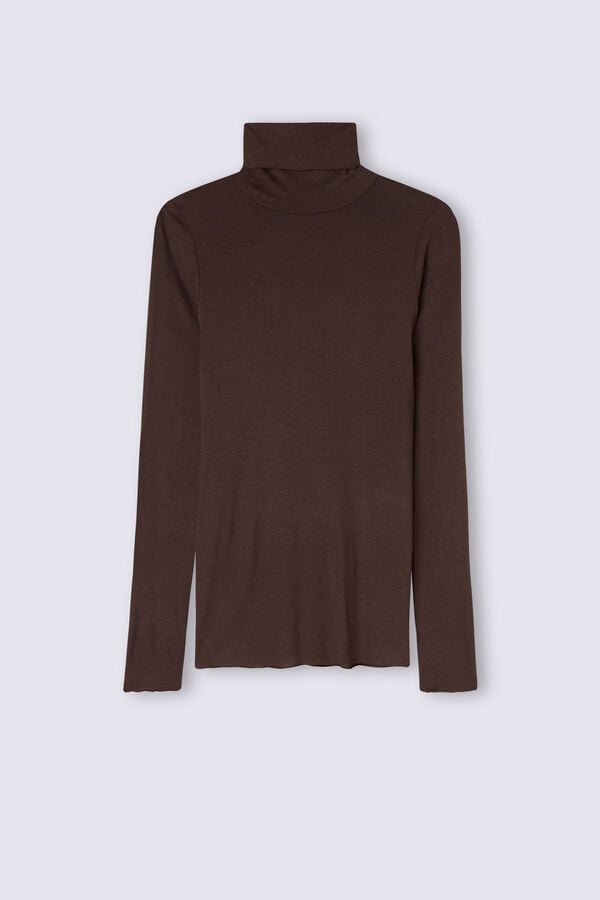 Women Intimissimi Modal Cashmere Ultralight High-Neck Long Sleeve Brown | 5032814-QZ