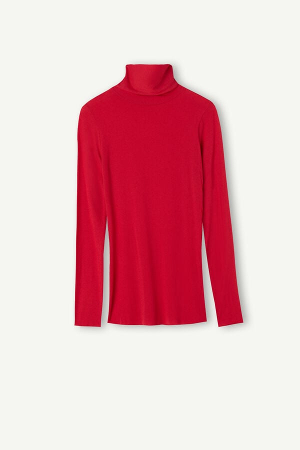 Women Intimissimi Modal Cashmere Ultralight High-Neck Long Sleeve Red | 2850419-GY