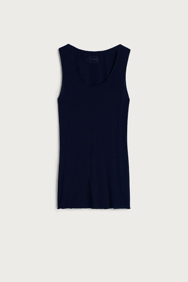 Women Intimissimi Modal Cashmere Ultralight Wide-Shoulder Tank Top Blue | 5879306-EP