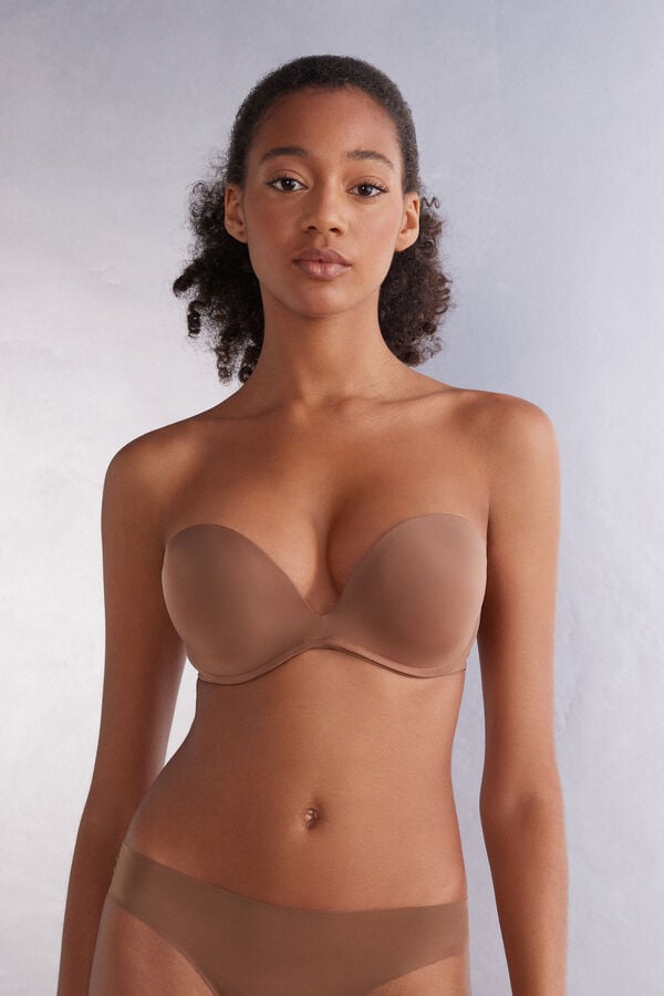 Women Intimissimi Monica Bandeau Ultralight Microfiber Bra Dark Beige | 8674291-DK