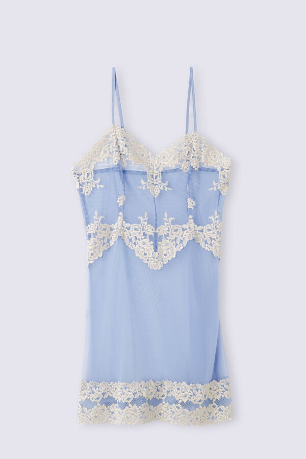 Women Intimissimi Pretty Flowers Babydoll Pajamas Blue / White | 5108279-SN