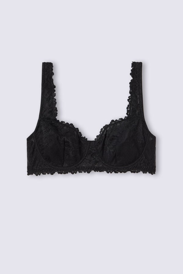 Women Intimissimi Pretty Flowers Daniela Balconette Bra Black | 9250436-YS