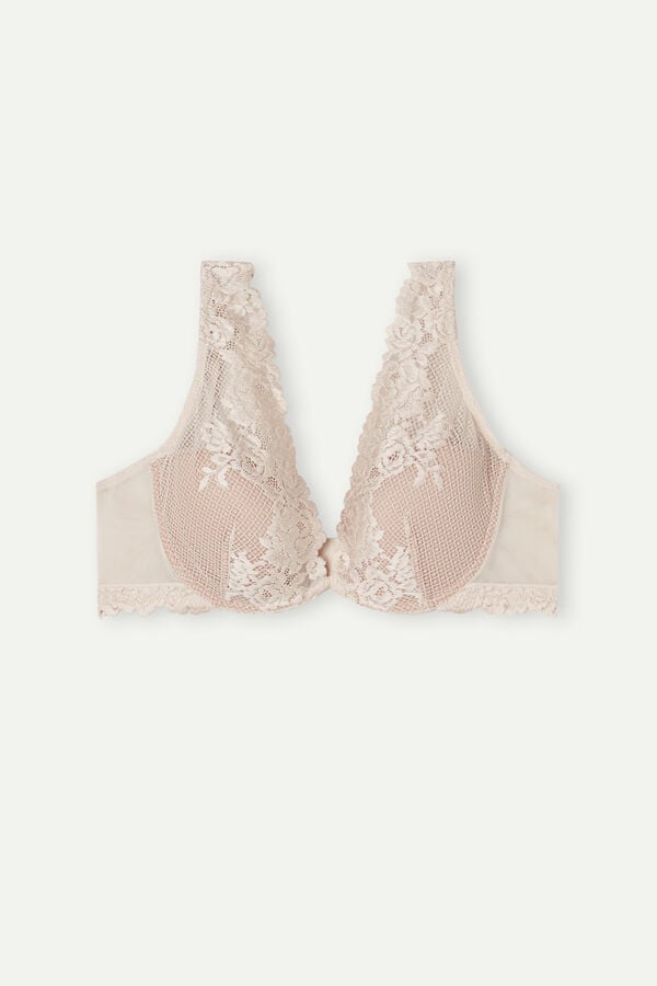 Women Intimissimi Pretty Flowers Elena Balconette Bra Cream Pink | 1375804-GY