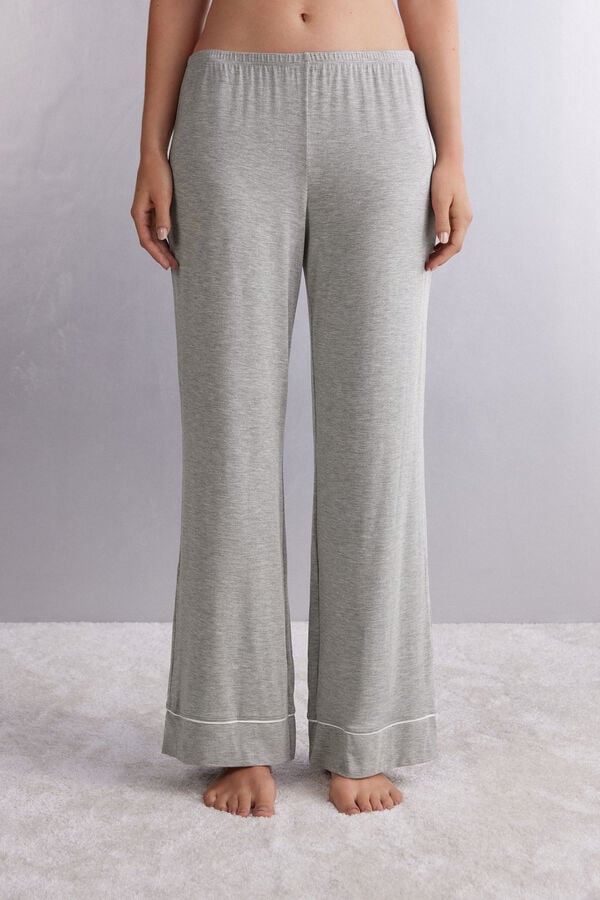 Women Intimissimi Pretty Flowers Full Length Modal Pants Grey / White | 1864709-NJ