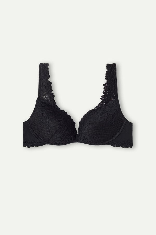 Women Intimissimi Pretty Flowers Gioia Super Push-Up Bra Black | 4830651-JU