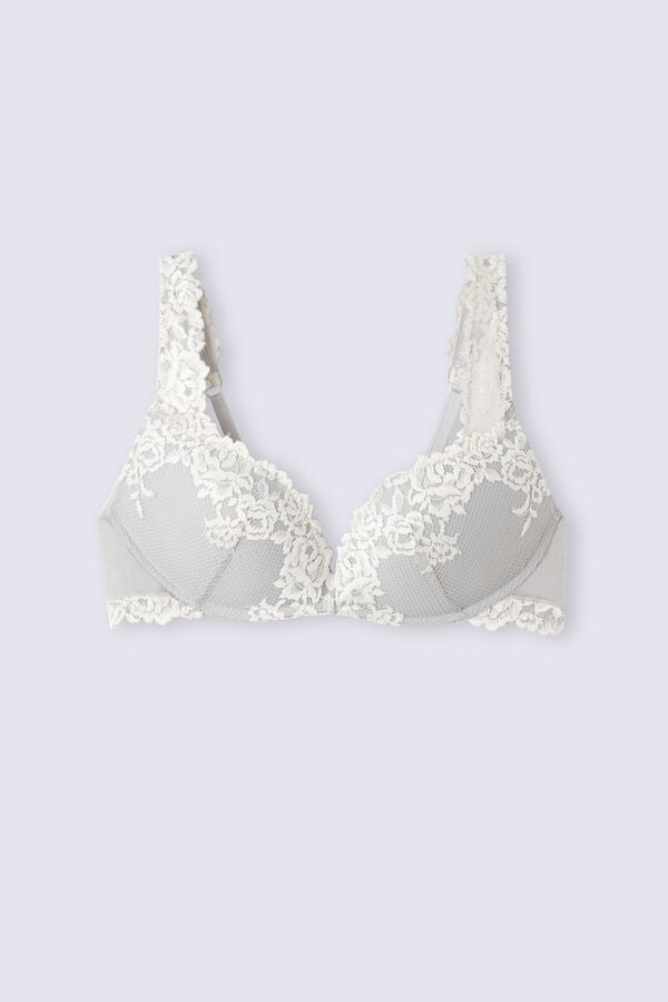 Women Intimissimi Pretty Flowers Gioia Super Push-Up Bra Grey | 5612043-JE