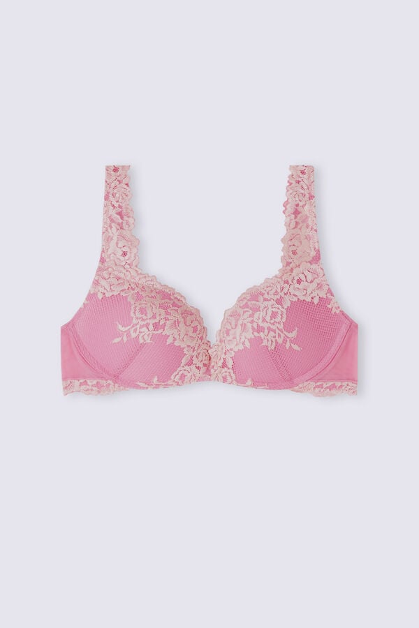 Women Intimissimi Pretty Flowers Gioia Super Push-Up Bra Pink / White | 9350876-GC